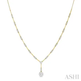 1 7/8 ctw Circular Bar Link Lovebright Round Cut Diamond Necklace in 14K Yellow and White Gold