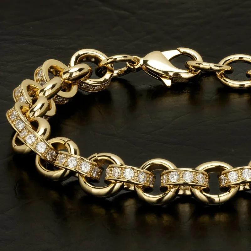 10mm Gold Filled Pattern Belcher Bracelet Stones 8/9.5 Inch