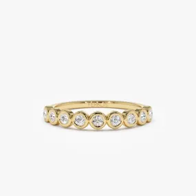 14k 9 Diamond Half Eternity Wedding Ring 0.55ctw