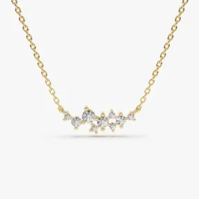 14K Gold Nine Diamond Cluster Necklace