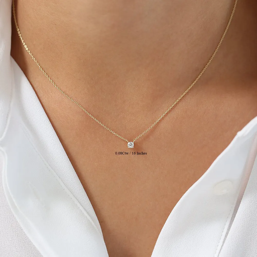 14K Gold Prong Setting Diamond Solitaire Necklace