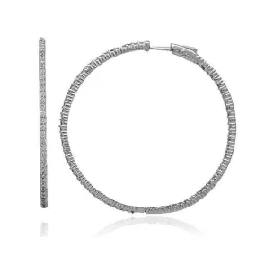 14K Solid White Gold Womens Diamond Hoop Earrings 1.25 Ctw