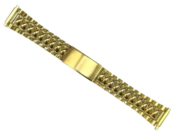 16-20MM Oyster Style Gold Tone Stainless Steel Band with regular fold-over clasp