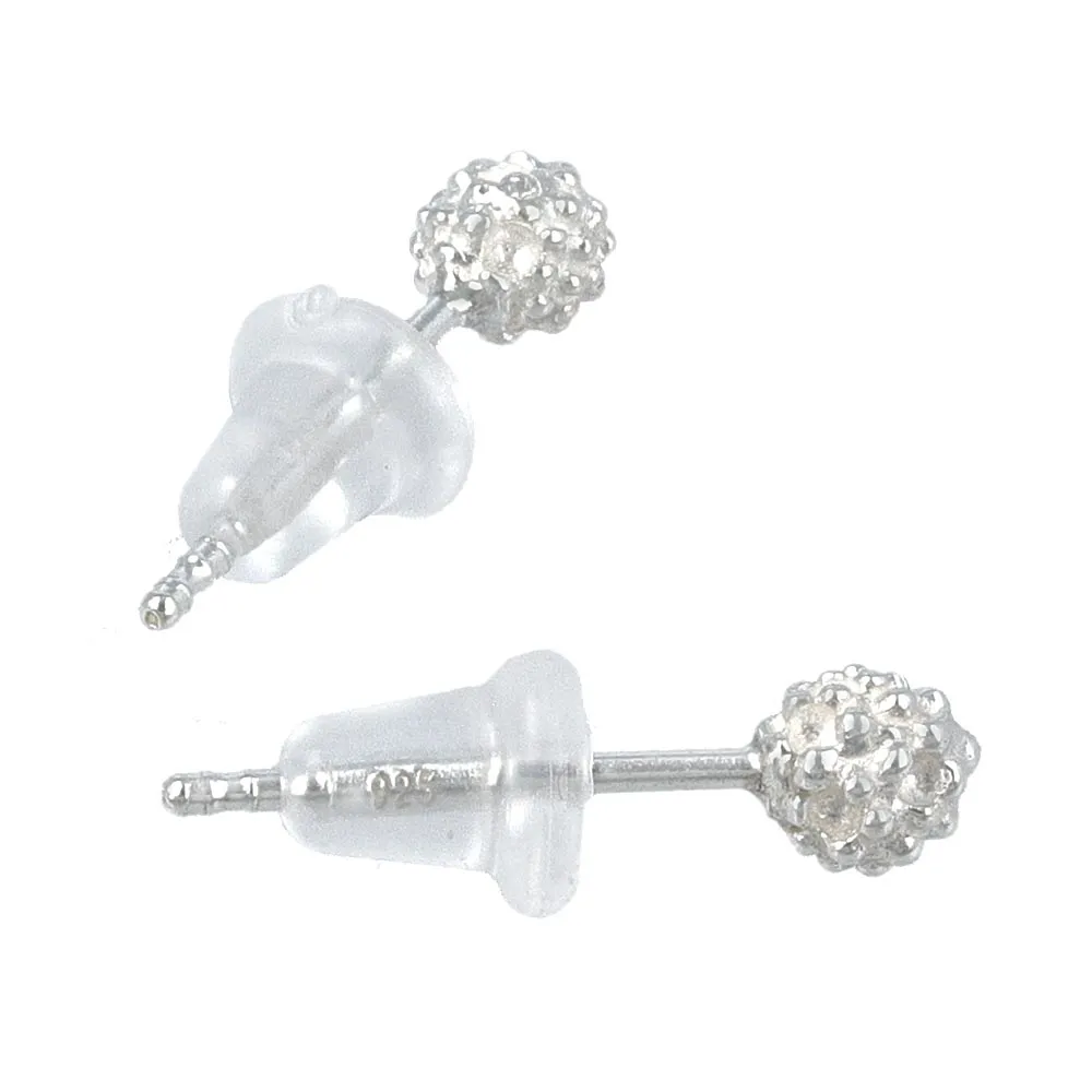 925 Silver Textured Ball Earrings