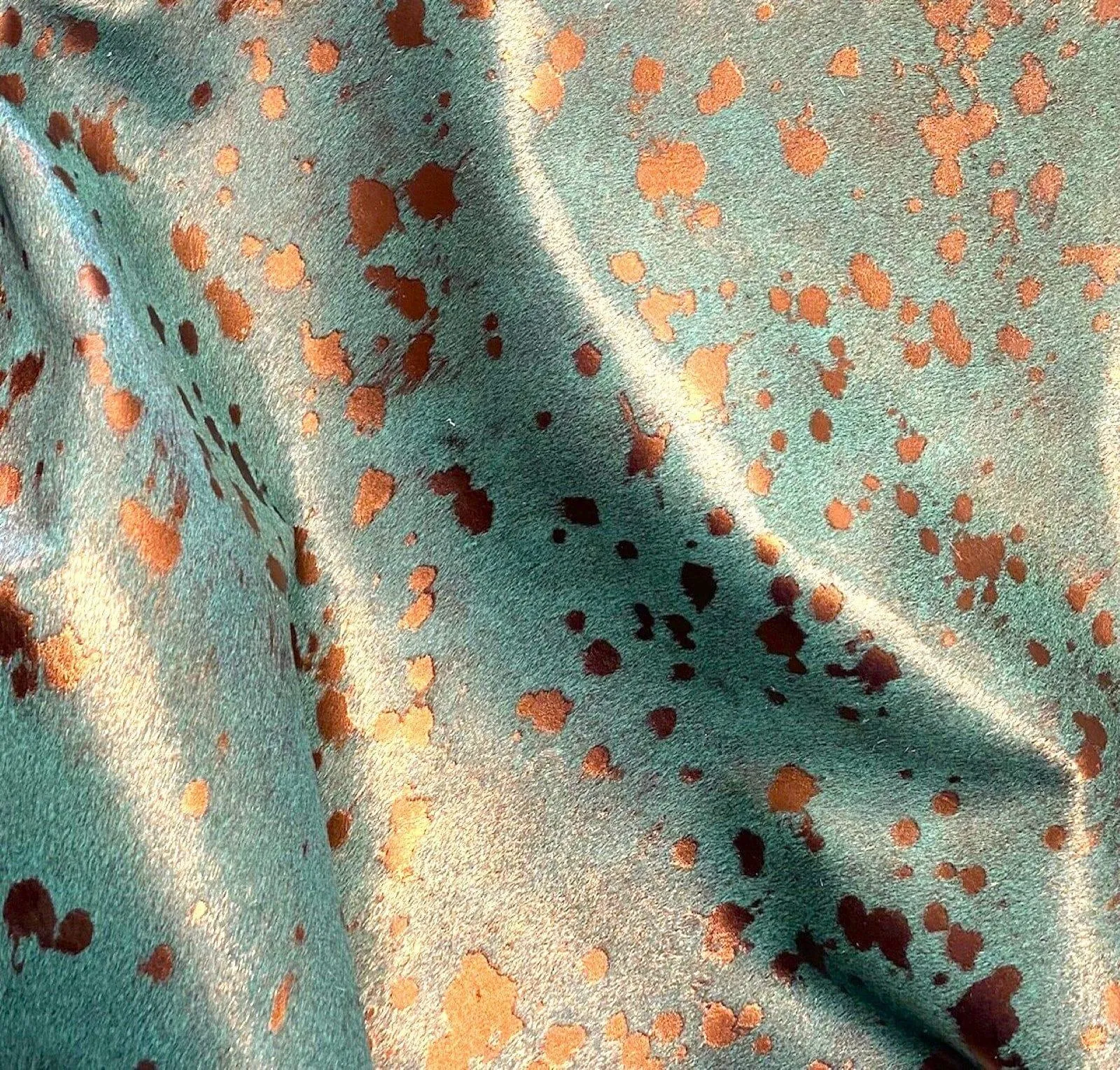 Acid Wash Copper on Dusty Turquoise Cowhide