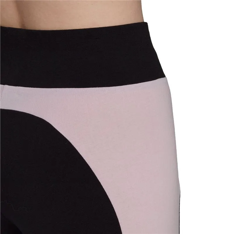 adidas Colour Block Cut 3 Stripe Cotton Leggings - Womens - Black/Clear Pink