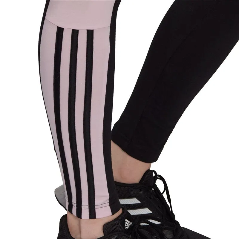 adidas Colour Block Cut 3 Stripe Cotton Leggings - Womens - Black/Clear Pink