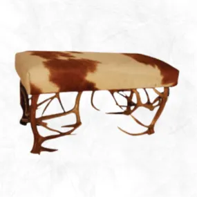 Antler Bench with Cowhide