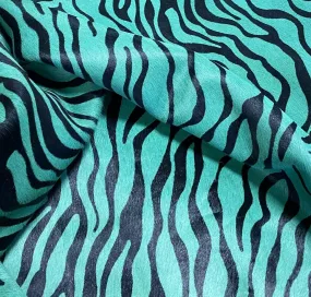 Baby Zebra Stencil on Turquoise Dye Cowhide