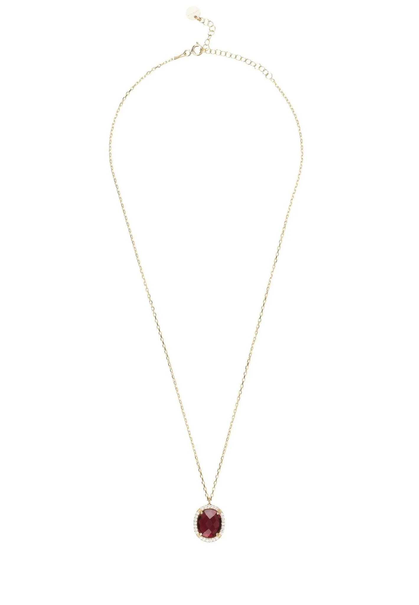 Beatrice Oval Gemstone Pendant Necklace Gold Garnet