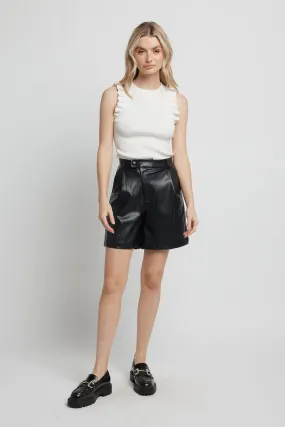 Billie Leather Look Tailored Short - Black