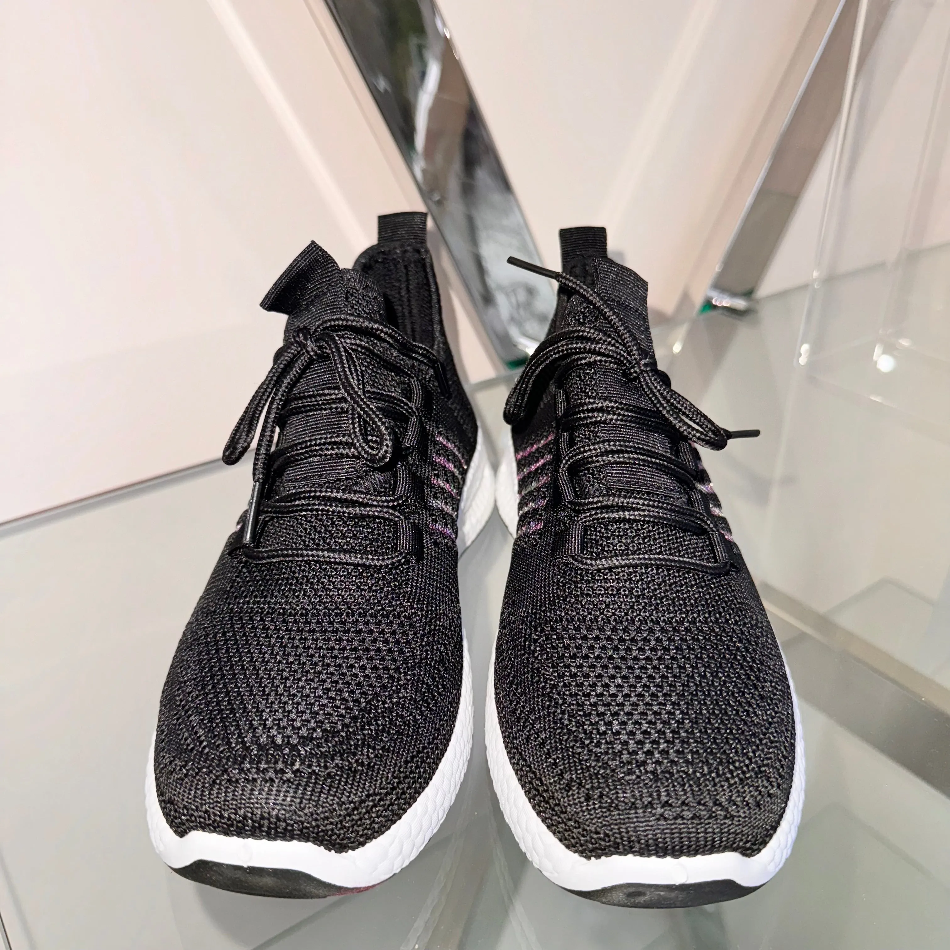 Black Stretch Trainer with Lace