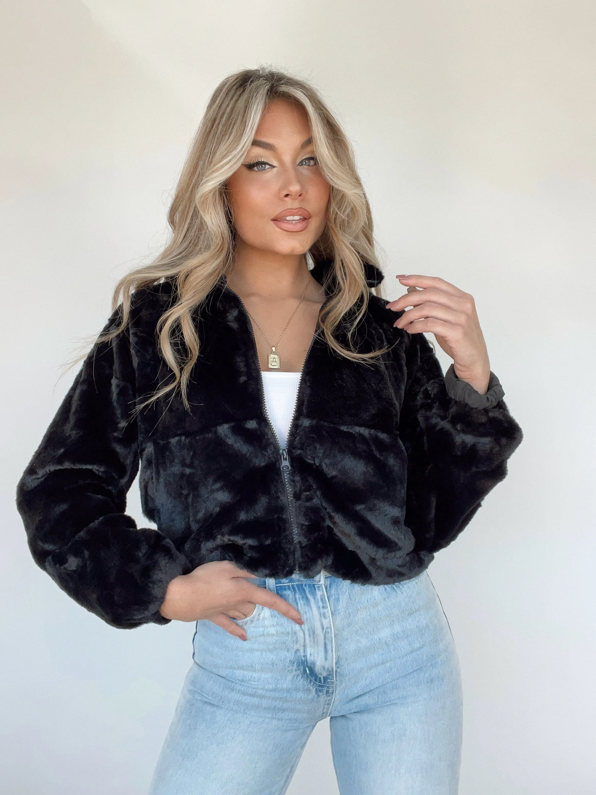 Black Teddy Fur Jacket