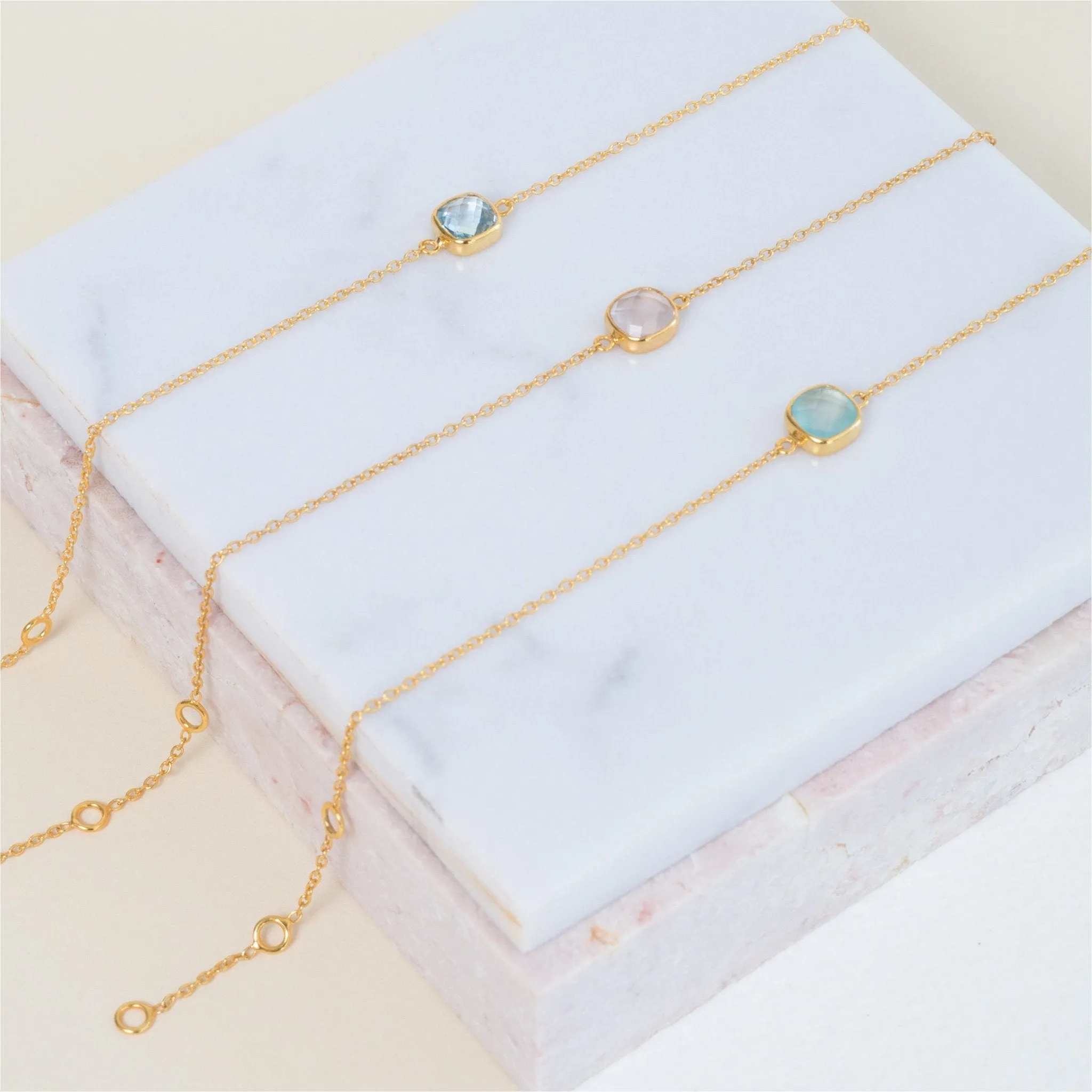 Brooklyn Aqua Chalcedony & Gold Vermeil Bracelet