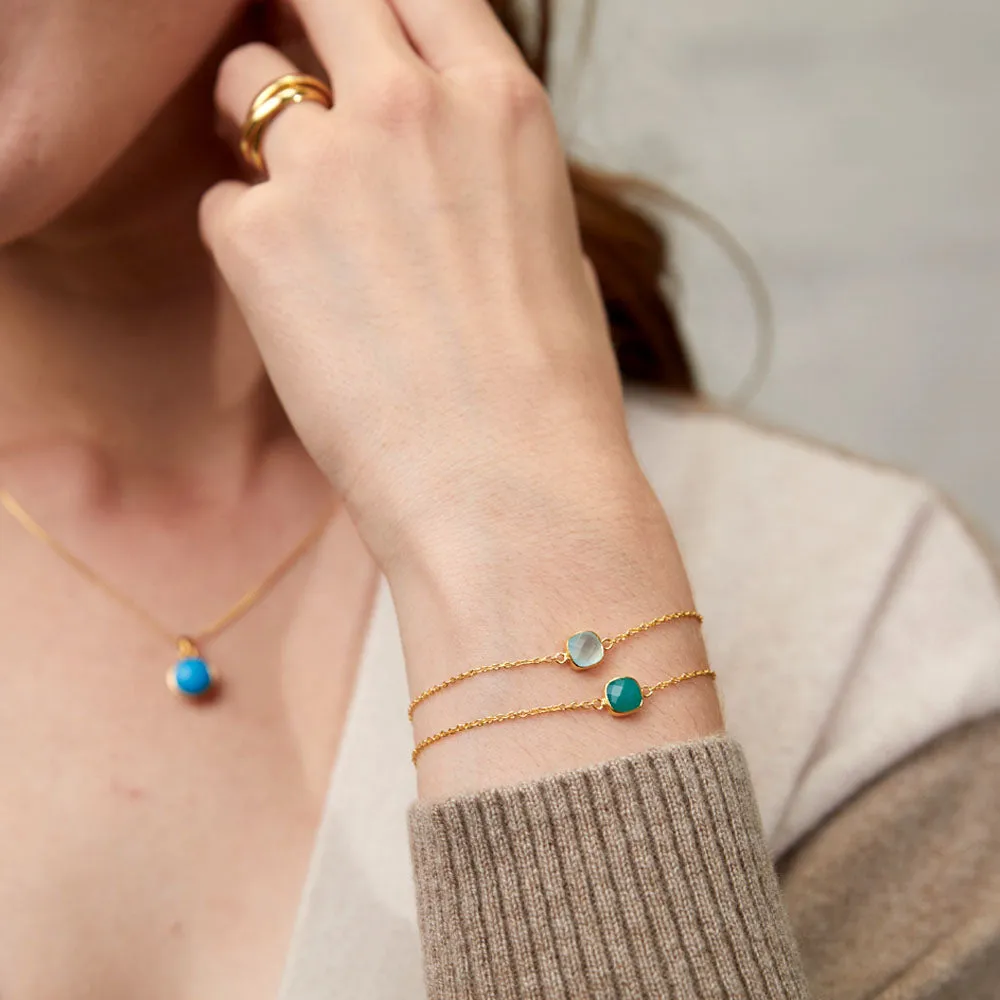 Brooklyn Aqua Chalcedony & Gold Vermeil Bracelet