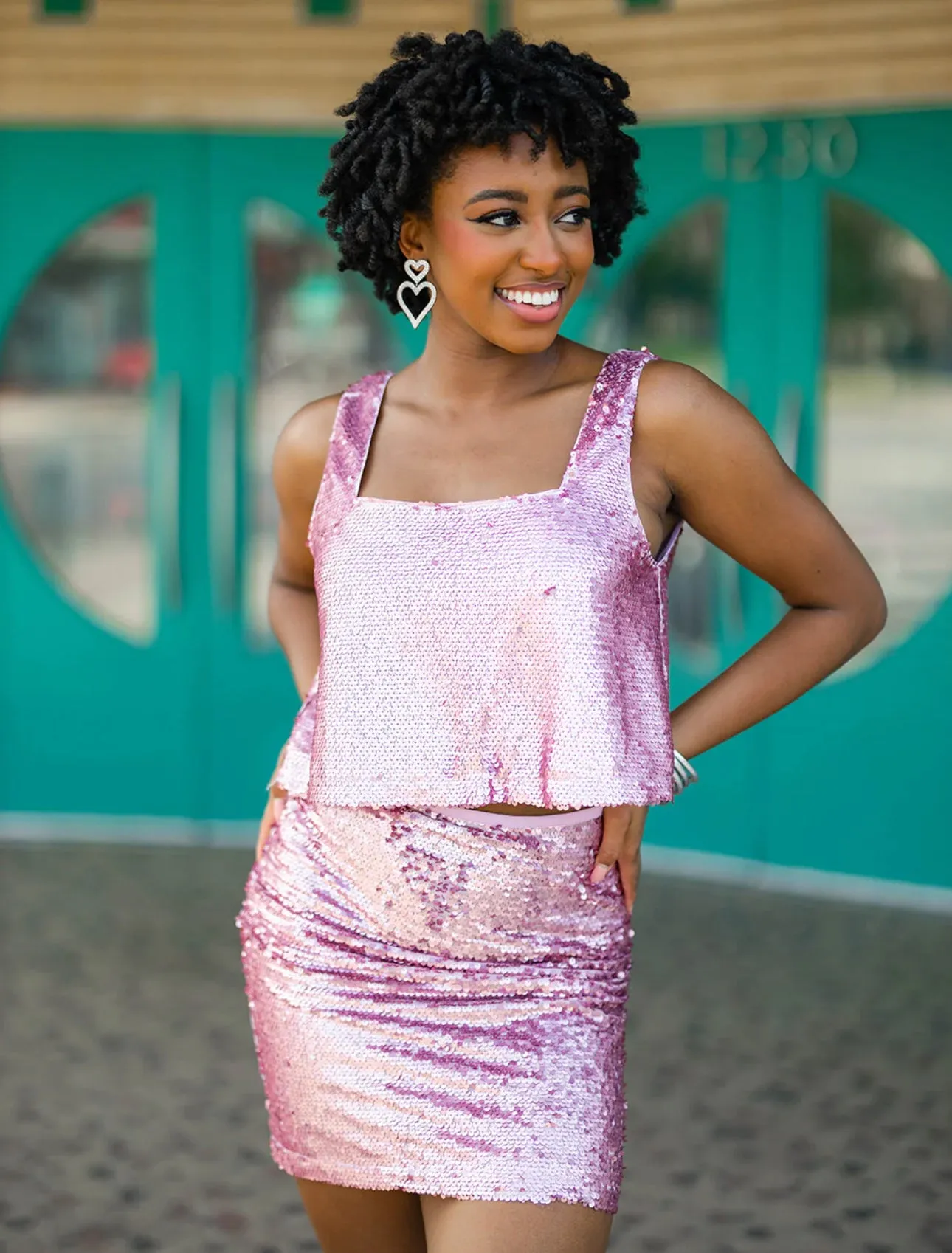 Buddy Love: Pink Sugar Sequin Skirt Set