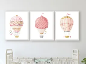 Candy Pink Hot Air Balloon Nursery Prints