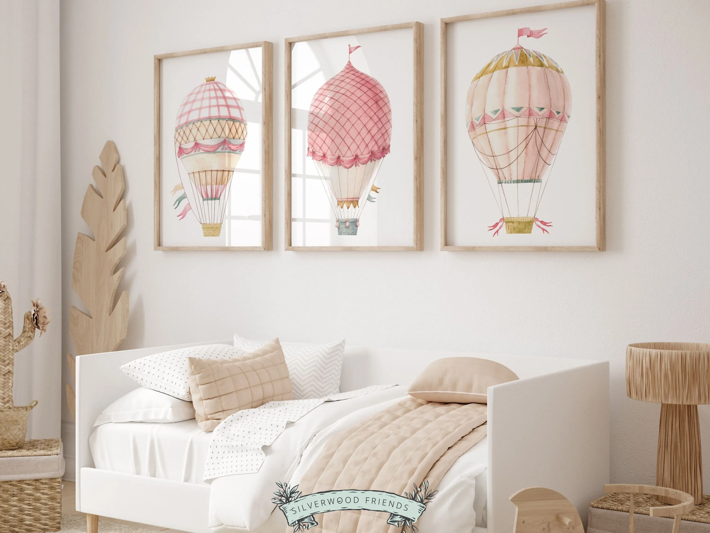 Candy Pink Hot Air Balloon Nursery Prints