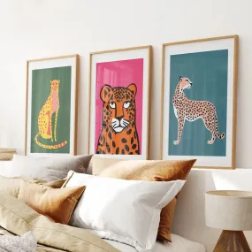 Cheetah Cat Prints Colorful Wall Art Decor