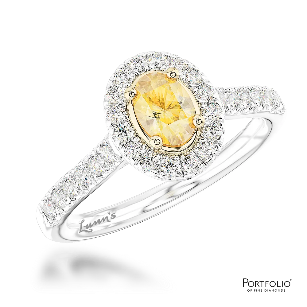 Cluster 0.48ct Fancy Yellow VS1 Yellow Diamond Platinum/Yellow Ring