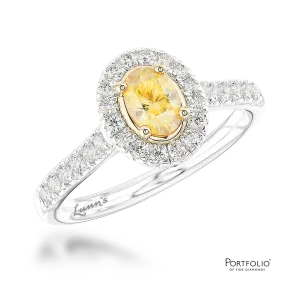 Cluster 0.48ct Fancy Yellow VS1 Yellow Diamond Platinum/Yellow Ring