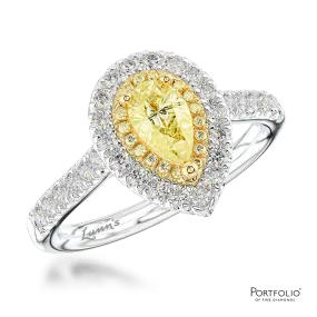 Cluster 1.00ct Fancy Light Yellow VVS1 Yellow Diamond Platinum/Yellow Ring