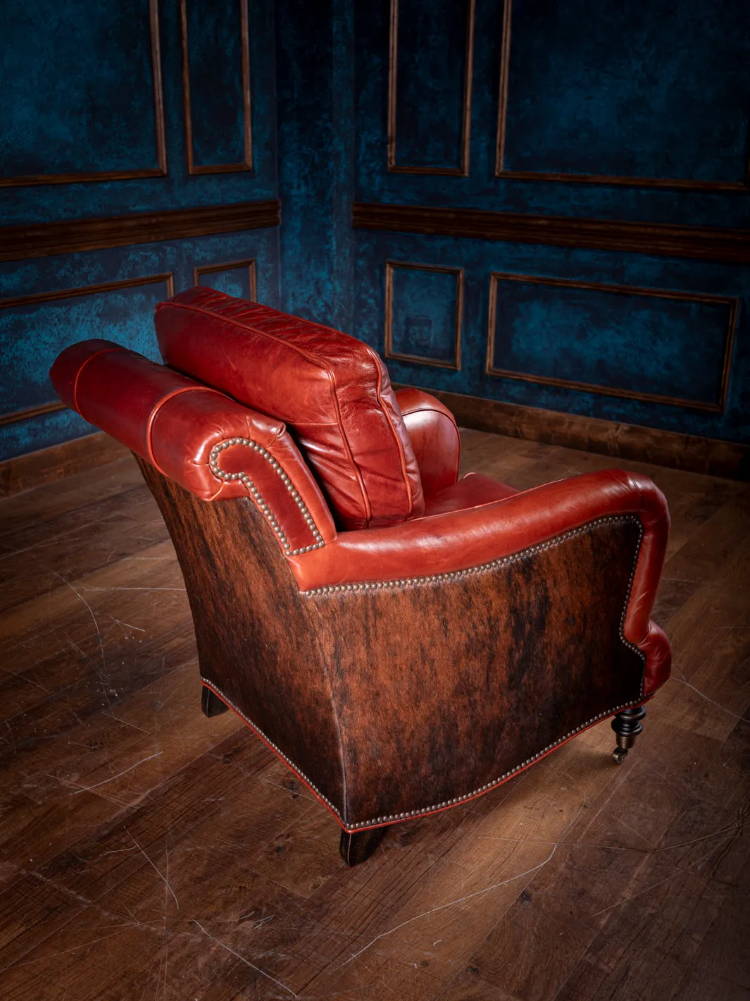 Crimson Stitch Leather Accent Chair