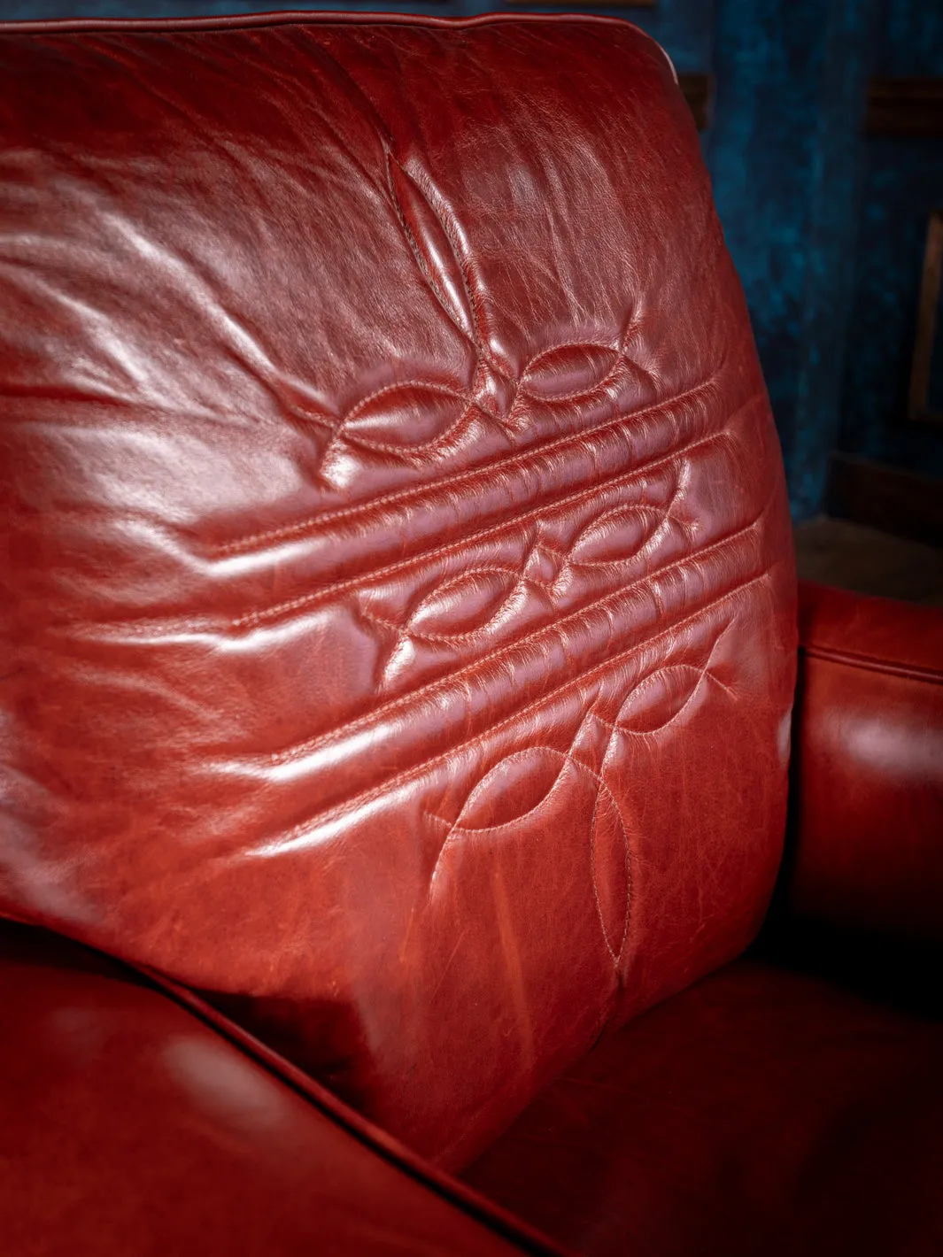 Crimson Stitch Leather Accent Chair