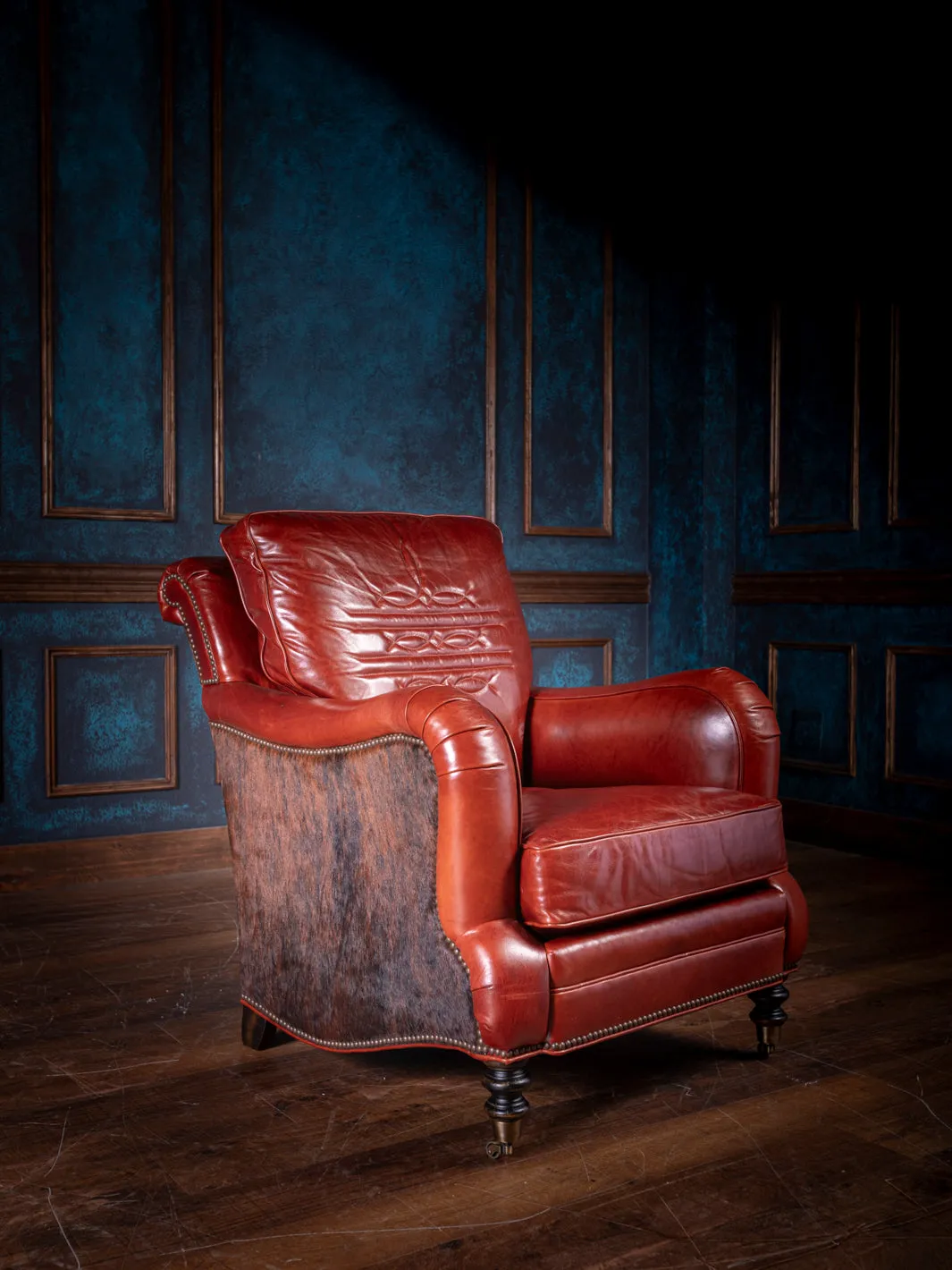 Crimson Stitch Leather Accent Chair