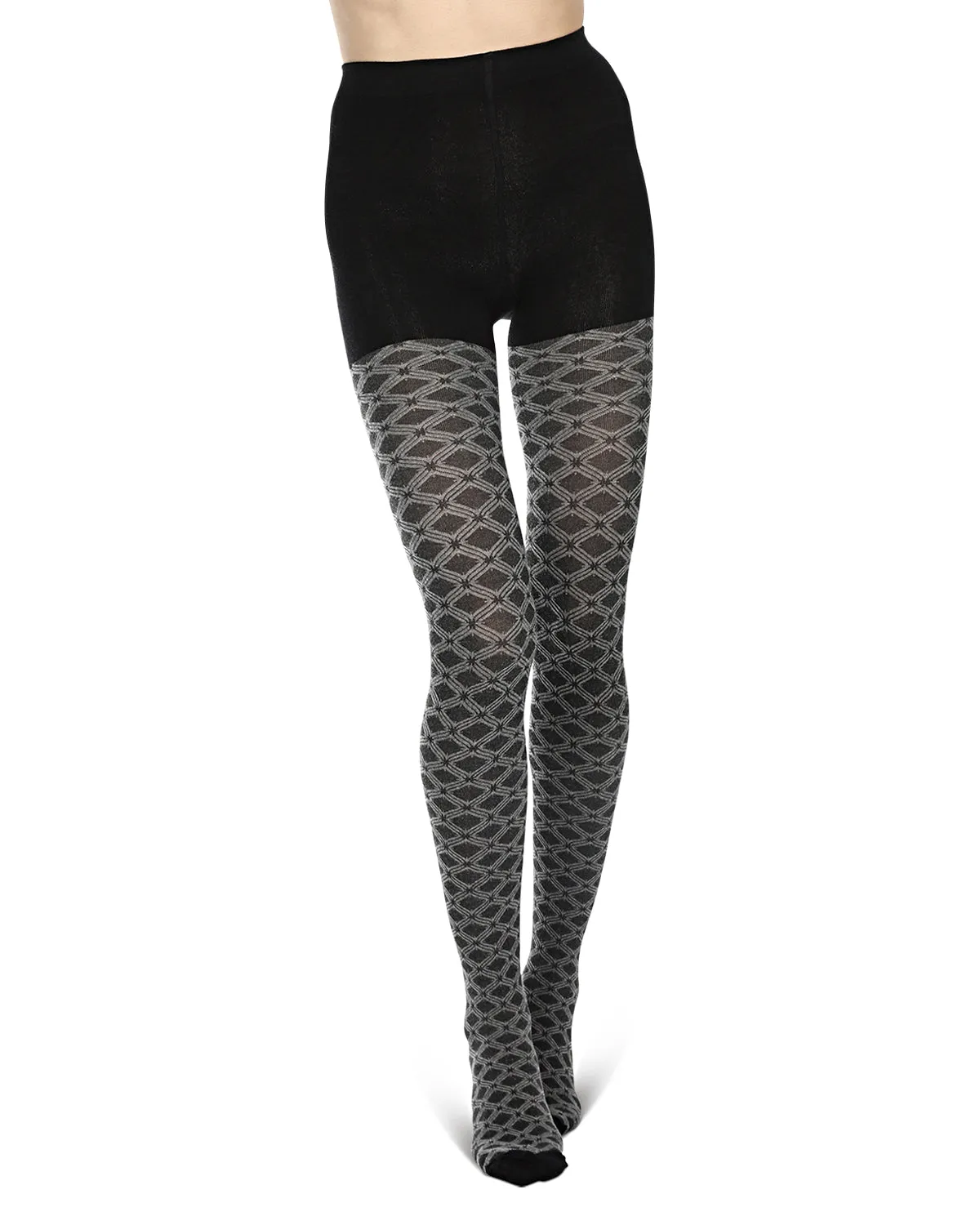 Diamond Patterned Cotton Blend Sweater Tights