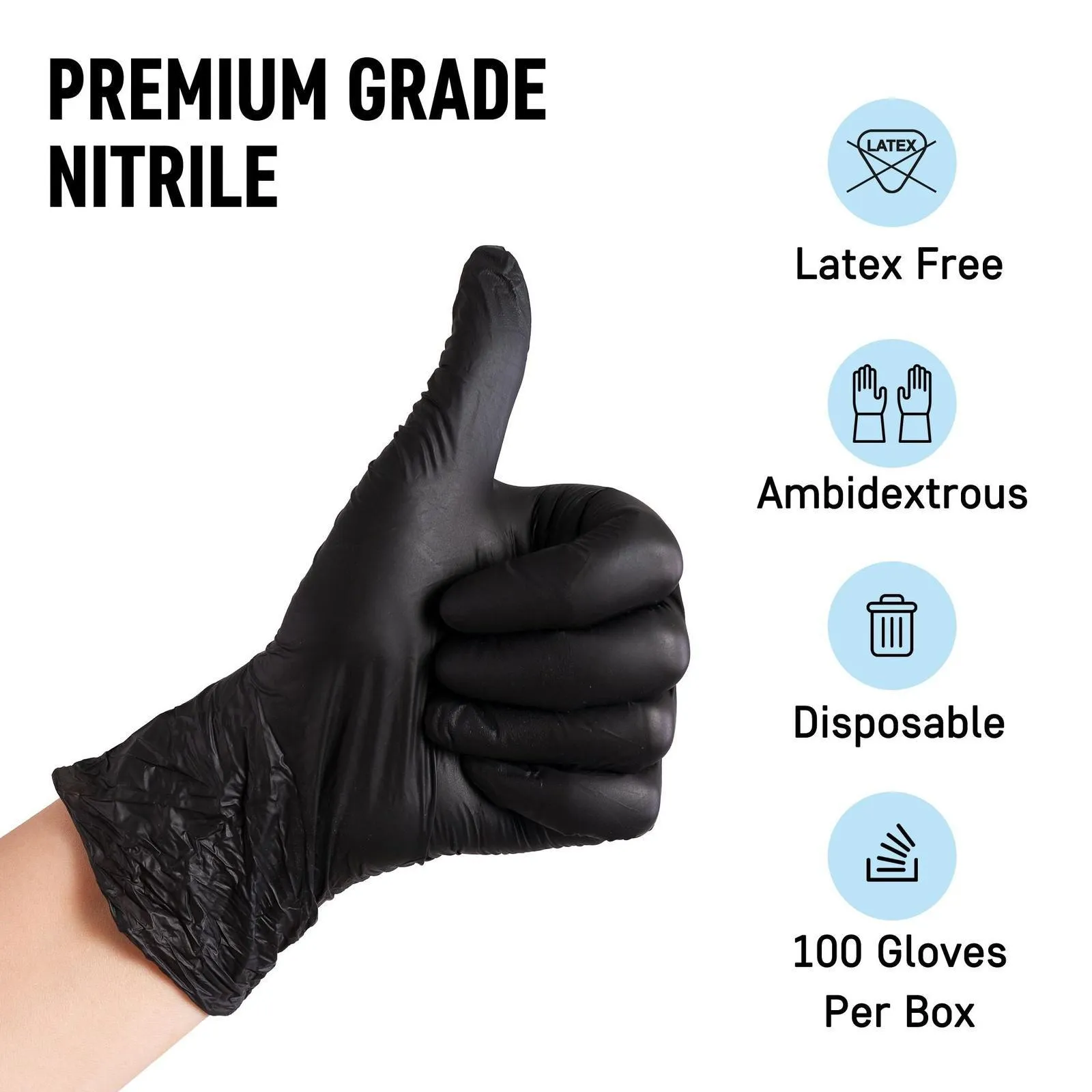 DRE Health Black Nitrile Gloves - Powder Free