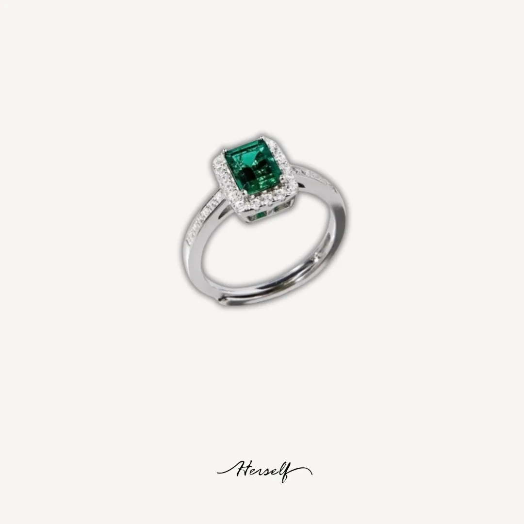 Evergreen Emerald Cube Ring