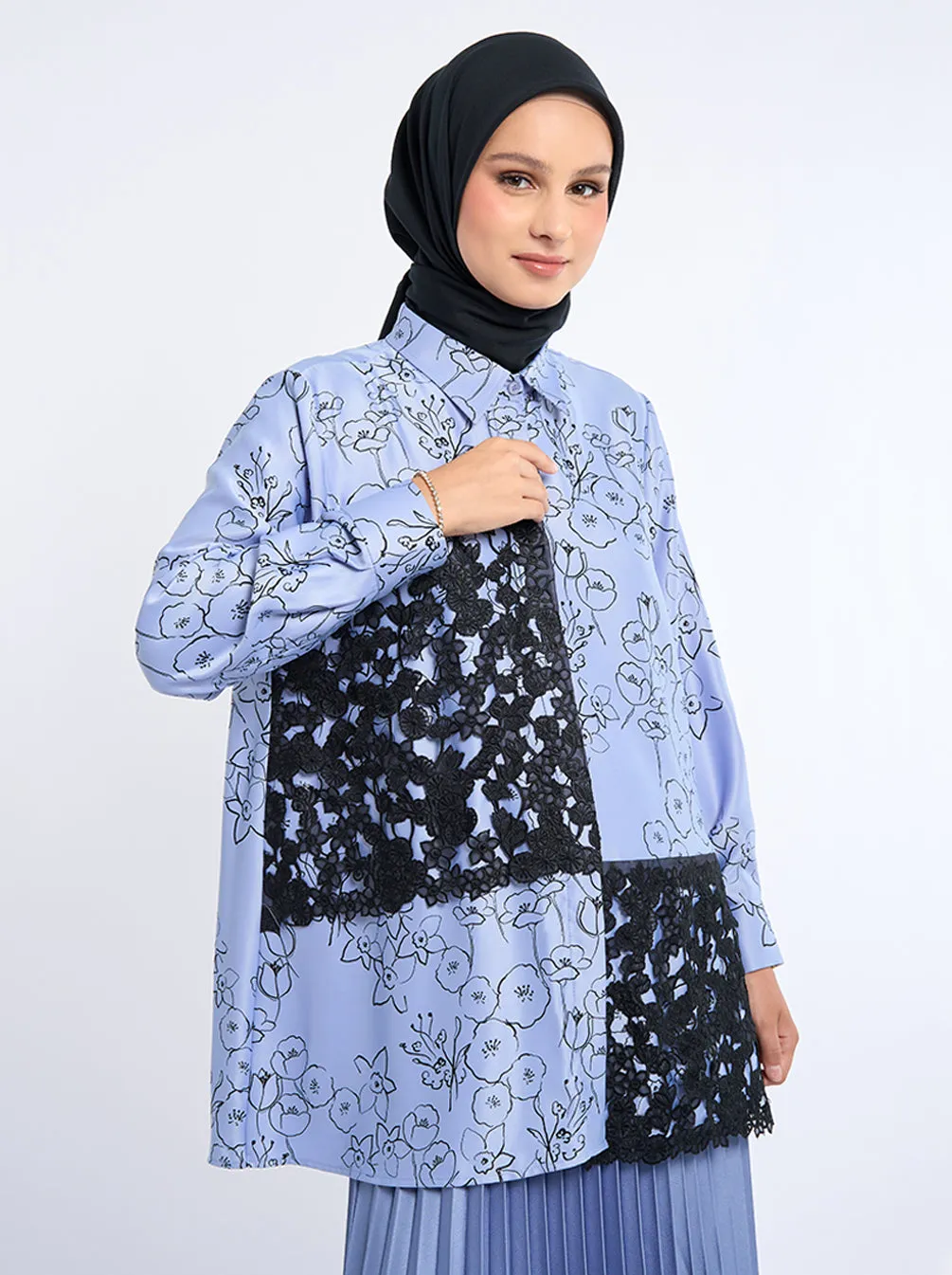 FELORA EMBROIDERY SHIRT LAVENDER