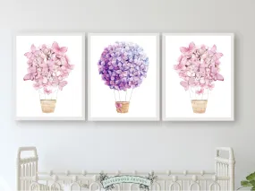 Floral Hot Air Balloon Nursery Prints