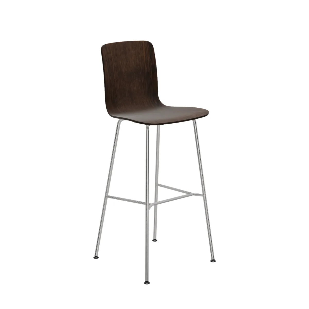 Hal Ply Stool High, Chromed, Basic Dark, Dark Oak