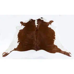 Hereford - Rust & White Coloured Large Premium Cowhide Rug