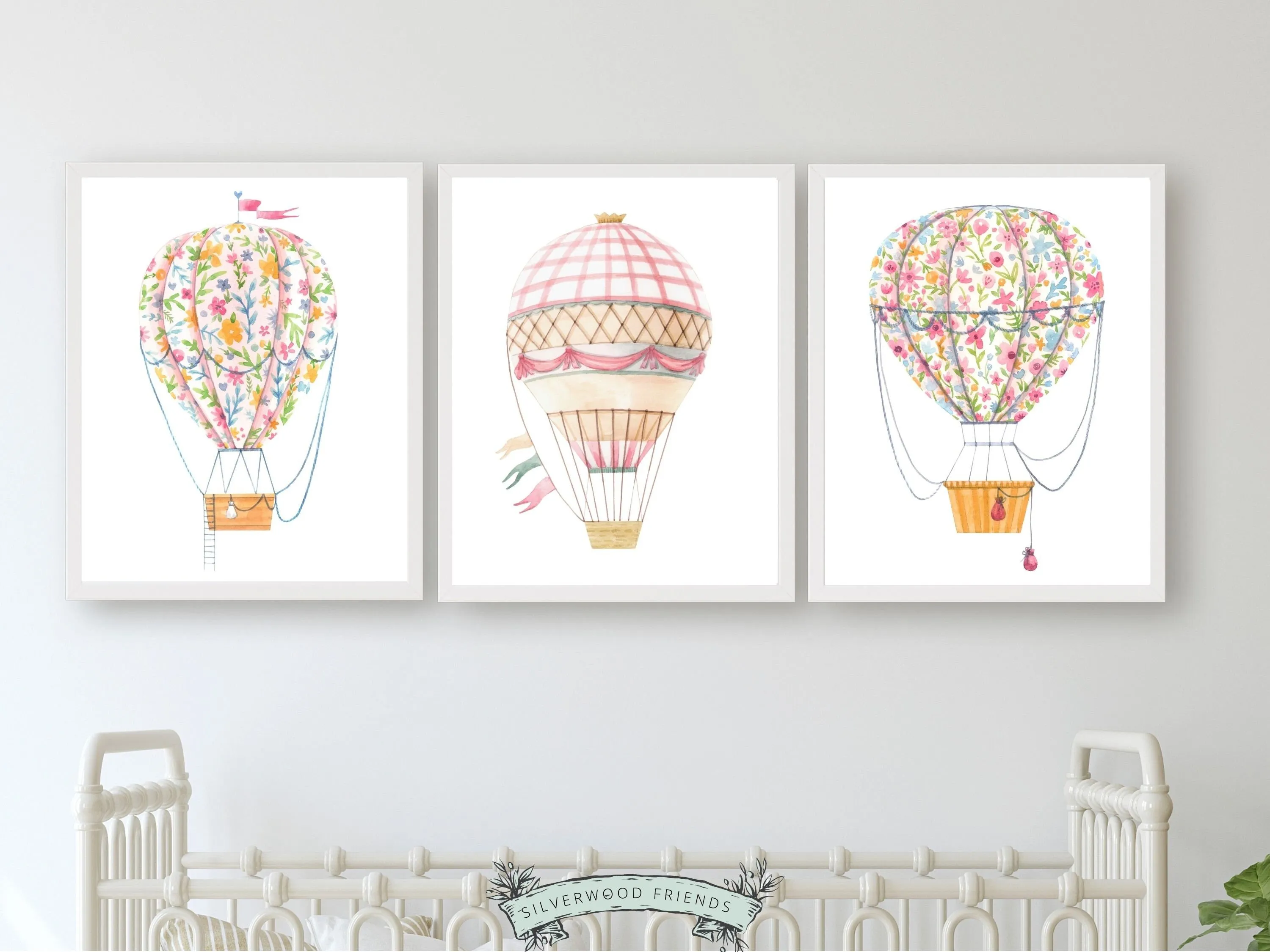 Hot Air Balloon Wildflower Nursery Prints