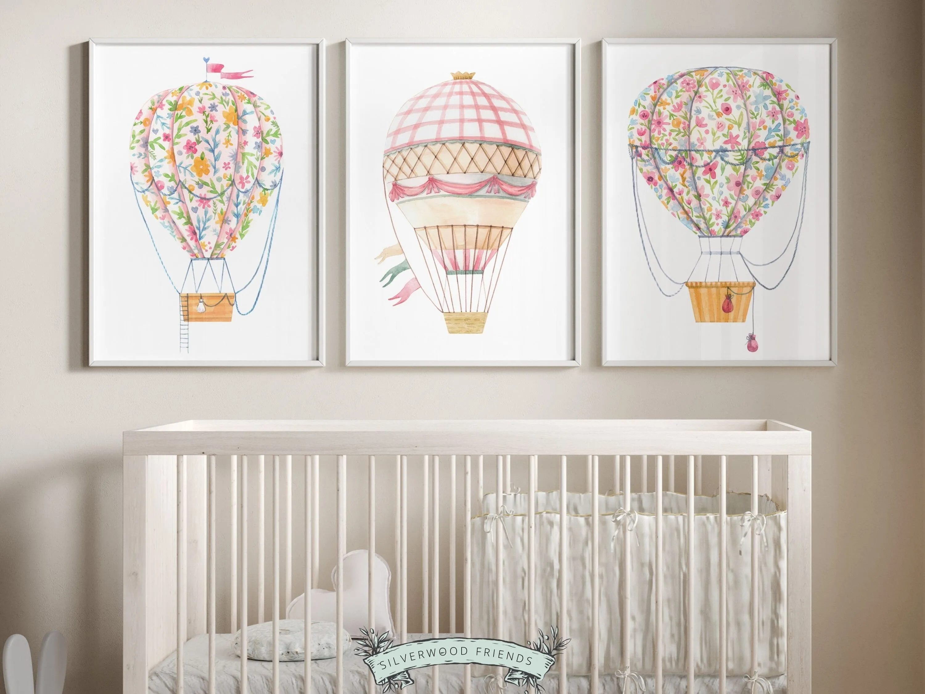 Hot Air Balloon Wildflower Nursery Prints