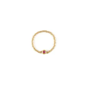 July Ruby Birthstone Chain Link Ring