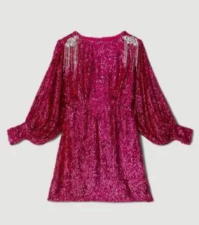 Karen Millen Sequin Crystal Embellished Mini Dress