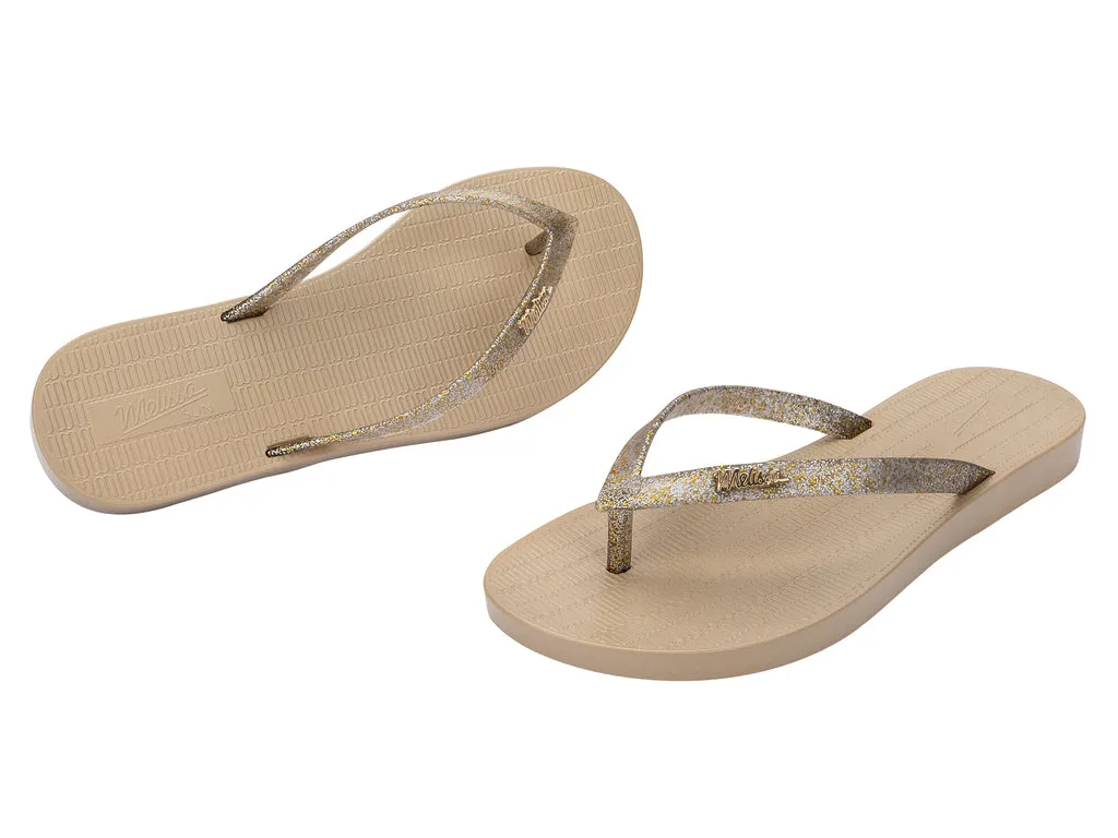 Melissa Sun Venice Shiny AD Beige Flat Flipflops