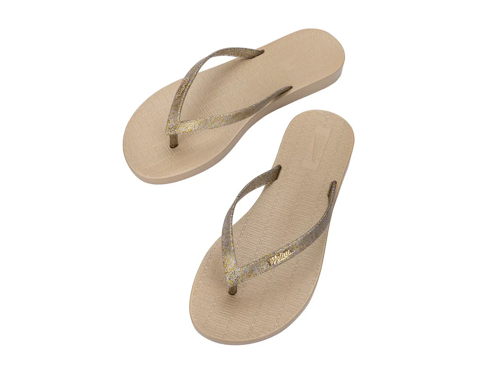 Melissa Sun Venice Shiny AD Beige Flat Flipflops