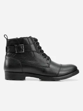 Men's Black Leather Derby Boot (ID1102)