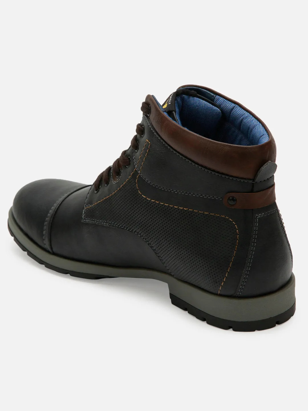 Men's Charcoal Black High Top Derby Boot (IX1021)