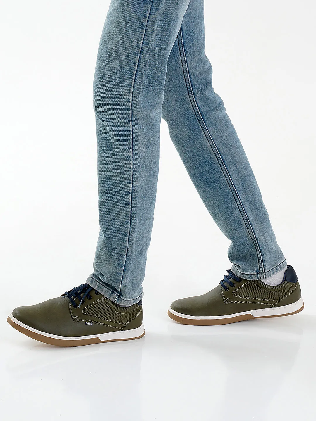 Men's Olive Round Toe Lace Up Casual (IX1017)