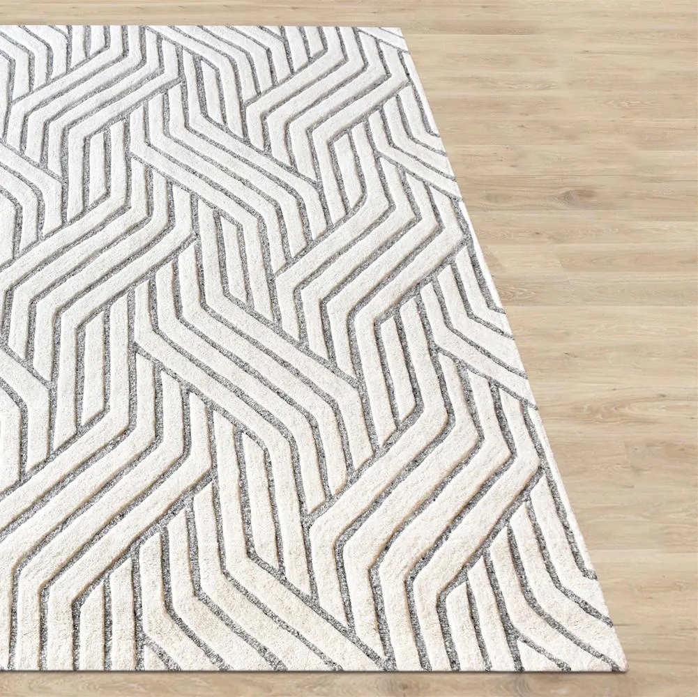 Natoya White and Grey Modern Rug