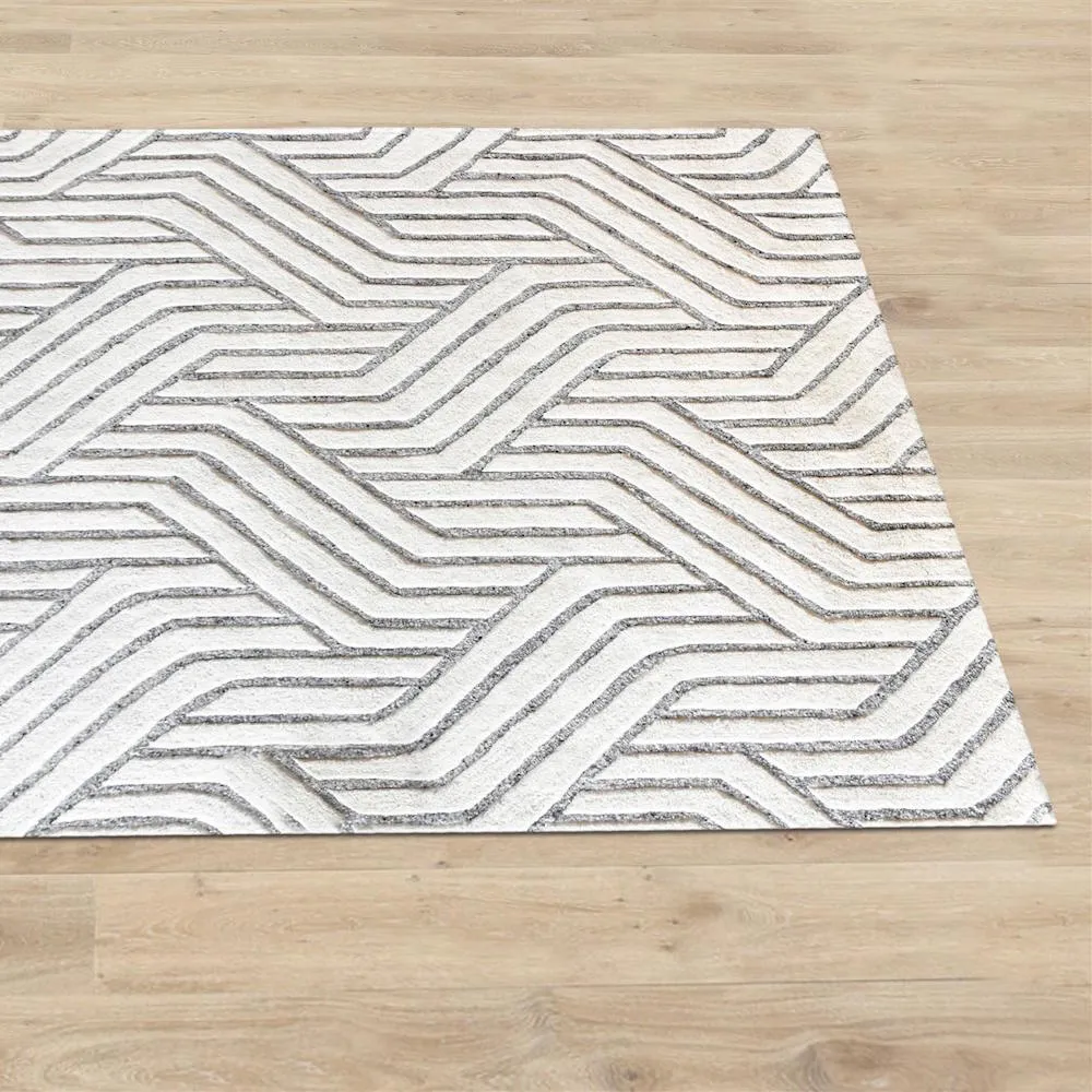 Natoya White and Grey Modern Rug