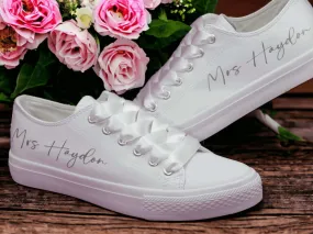 Personalised  White Wedding Trainers.