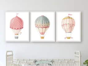 Pink Hot Air Balloons Nursery Prints