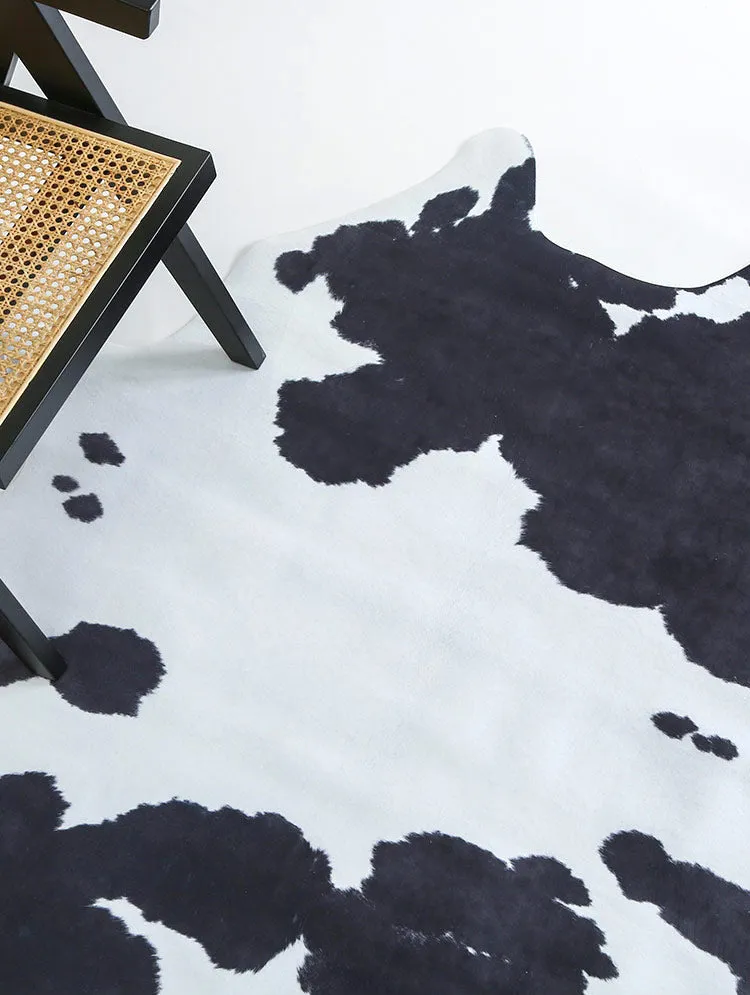 Premium White with Black Spots Faux Cowhide Rug